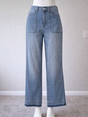 Light Blue High-Rise Wide Leg Jeans - Women